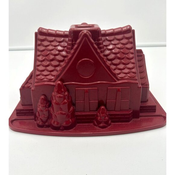 Nordic Ware Gingerbread House Cake Pan Red Cast Aluminum Bake Mold